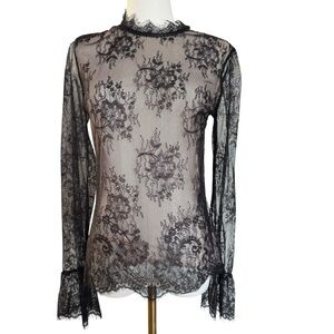 Black Lace Long Sleeve Top